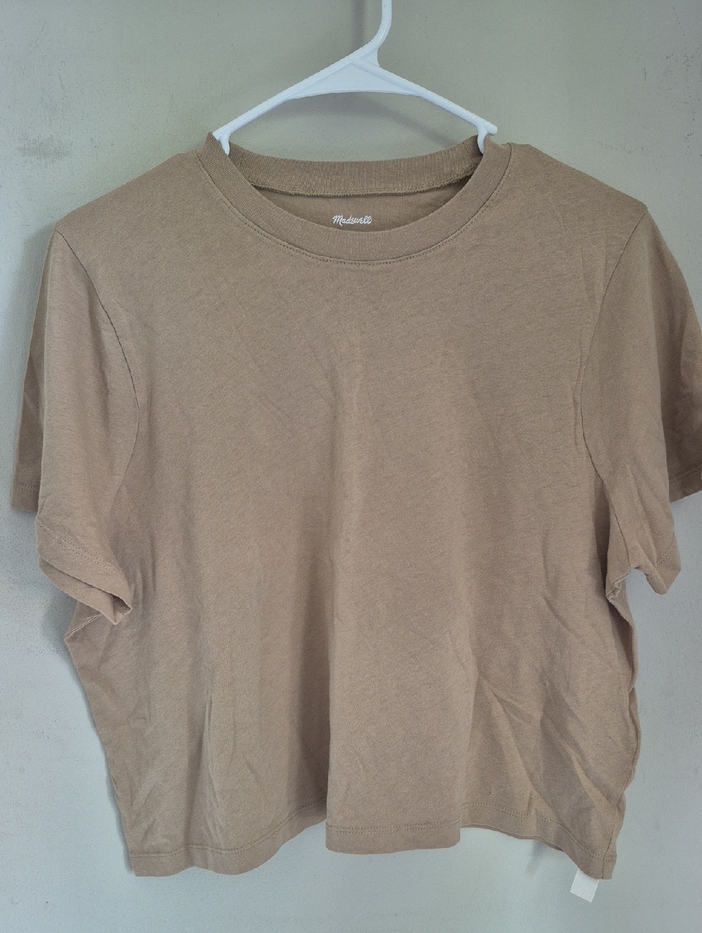 Madewell Boxy-Crop Tee in Khaki Tan